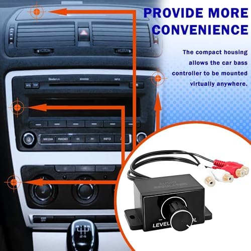 AMAKE Groovely remote bass control knob installed on a vehicle dashboard for convenient on-the-go audio system balance.