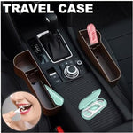 Compact pink and mint green QUALIALL dental pick containers fitting inside a travel handbag