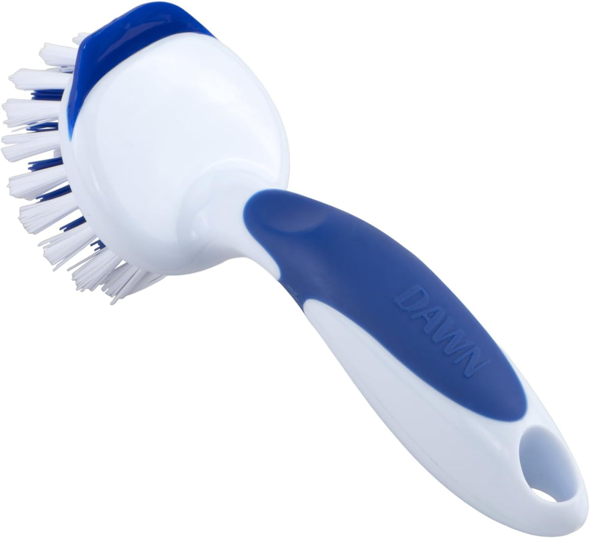 Dawn Mini Kitchen Brush side profile showing cross-action bristles and built-in scraper edge