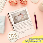 Vichona gender neutral monthly milestone marker discs utilized as photography props for infants