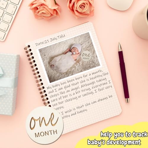 Vichona gender neutral monthly milestone marker discs utilized as photography props for infants