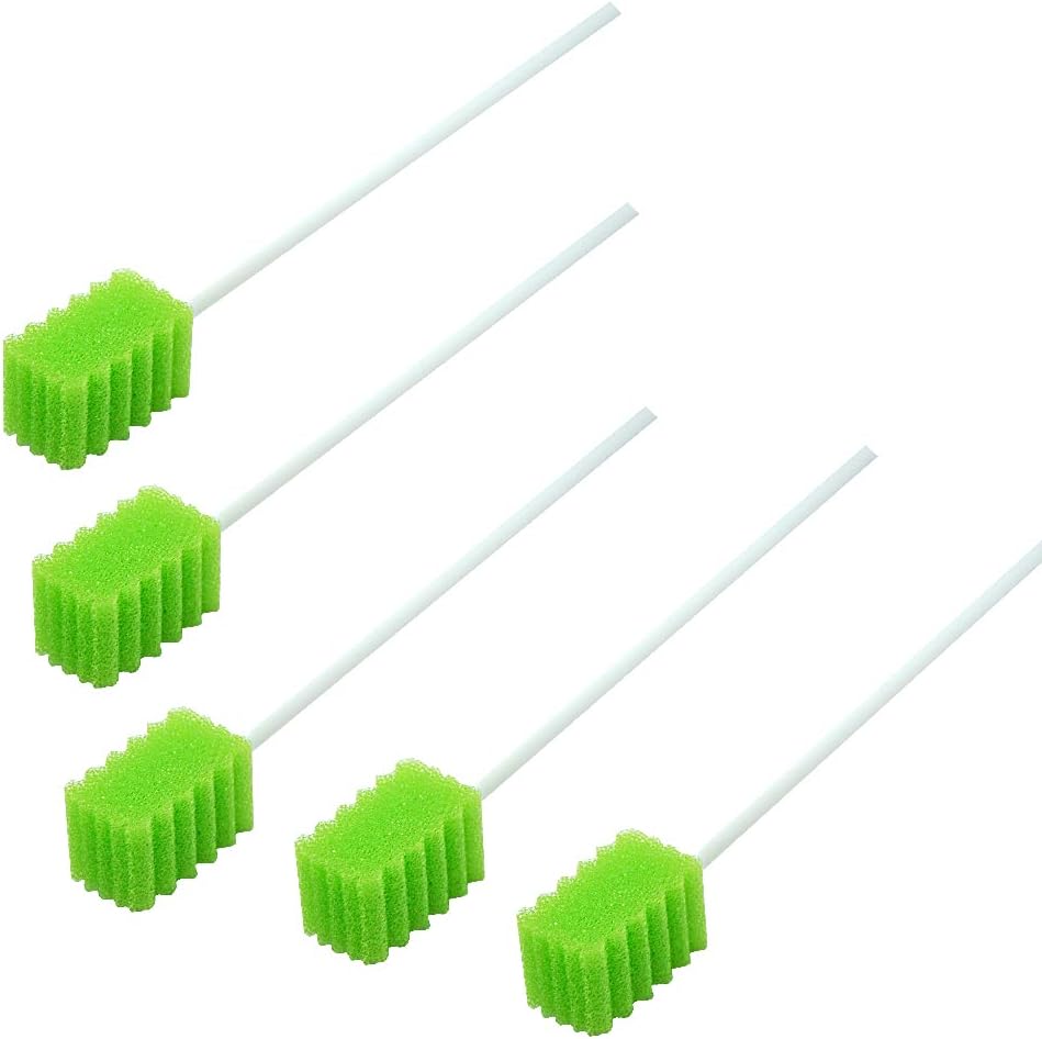 Treated Oral Swabs with Dentifrice- Flavored Dental Swabs Individually Wrapped Fruit Green Tooth Shape for Oral Cavity Cleaning Sponge Swab, Box of 100 Counts - Image 1