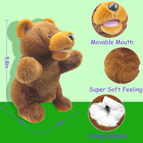 Child playing with okegztoa bear hand puppet for development