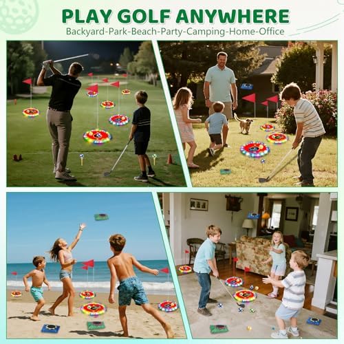 Outdoor backyard setup of Terramus golf chipping game