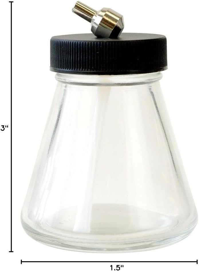 Paasche airbrush glass bottle with metal adapter lid