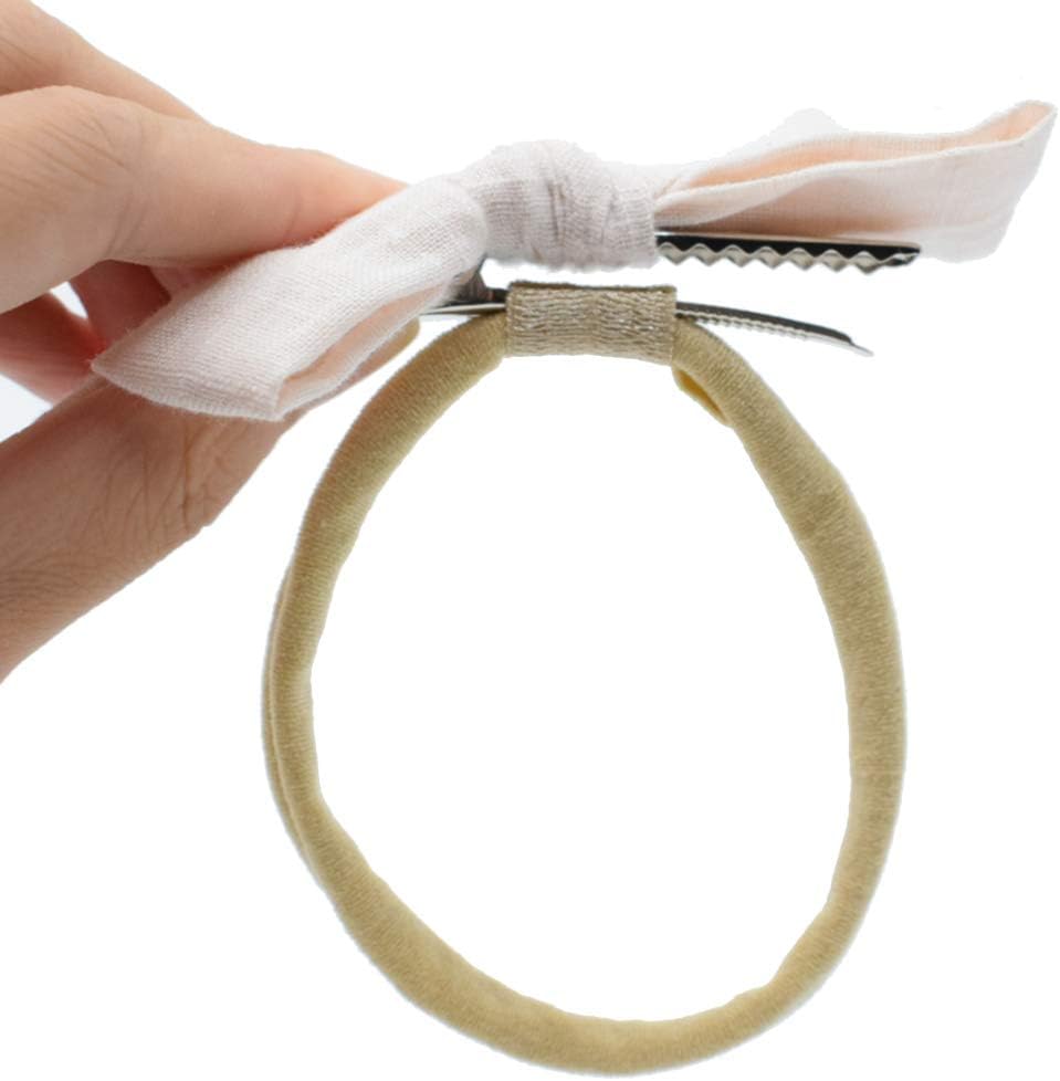 Catin nude nylon baby headband set front view for DIY crafts