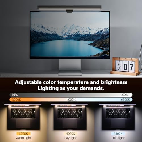 Samphon screen light bar demonstrating three different color temperatures from warm white to cool daylight