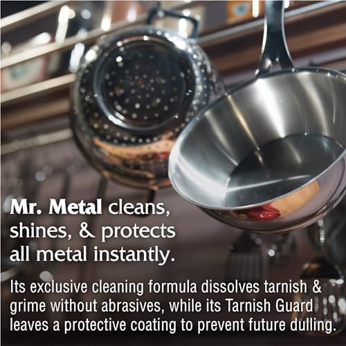Back label of Mr. Metal sterling silver and brass liquid polish with usage directions