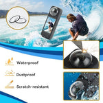 Two pack UTEBIT camera lens protectors next to the storage box and cleaning wipes