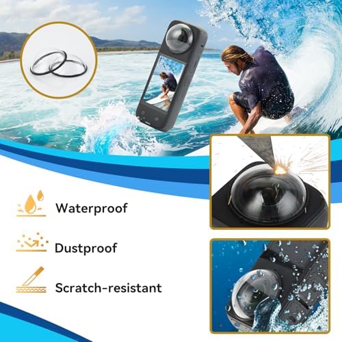 Two pack UTEBIT camera lens protectors next to the storage box and cleaning wipes