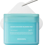 Mediheal Madecassoside Blemish Pad tub front view showing authentic Korean toner pads packaging