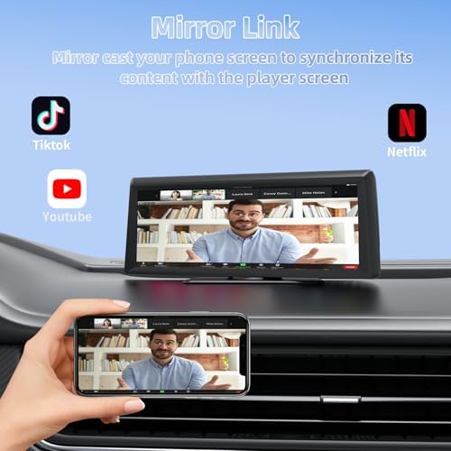 Close-up of the integrated 2K front facing DVR dash cam lens on the PIABBUC portable stereo monitor.