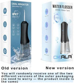 Black cordless oral irrigator with four replaceable jet tips