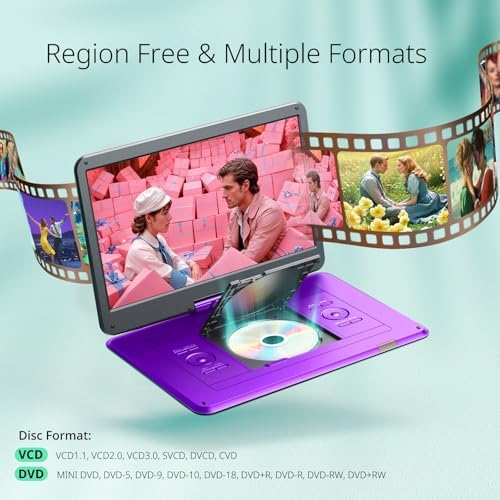 Angled view of the premium metallic purple clamshell exterior of the YOTON high resolution personal video player.