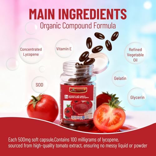 Close up view of the antioxidant rich red softgels next to the Wins Town product bottle.