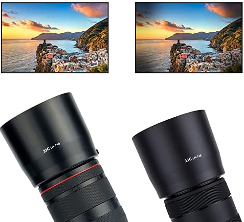 JJC ET-74B lens hood packaging and accessory display