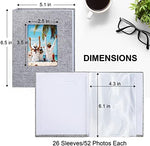 Vienrose lightweight brag book twin set showing the exact dimensions of the front frame window