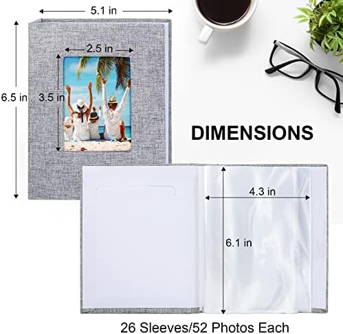 Vienrose lightweight brag book twin set showing the exact dimensions of the front frame window