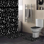 Detailed view of the waterproof black polyester shower curtain showing the intricate moon divination and skull printing.