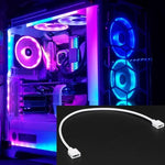 White 5V 3-pin addressable computer chassis light strip connector cable kit highlighting plug and play toolless design.
