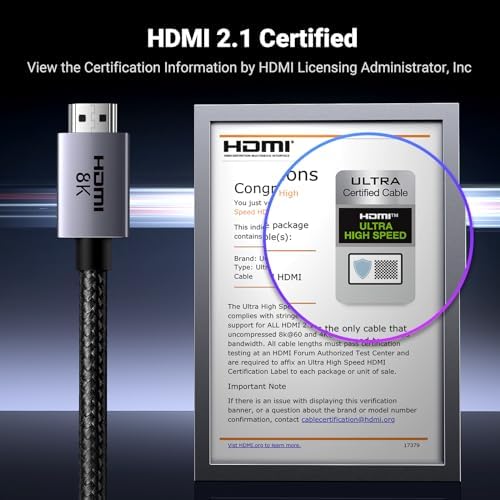 UGreen high speed HDMI cord showing the close up details of the premium nickel plated plug.