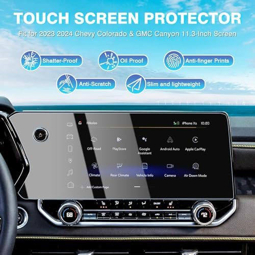 Close up of 9H hardness screen protector applied to vehicle touchscreen