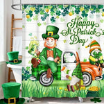 Close up view of the reinforced top metal eyelets on the green clover Irish theme curtain