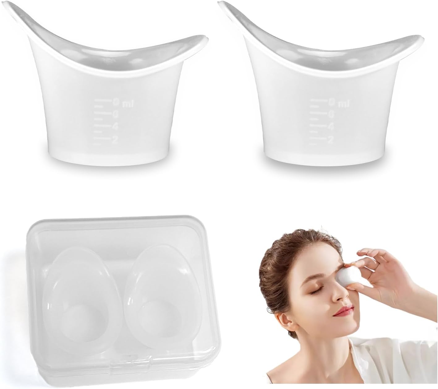 NIIIYTYB 2 Pcs Eye Wash Cup Kit for Rinse and Eyewash with Storage Container 8ml Flush Cups Washer for Eye Drops Solution Drop Glass Portable Cleaning Set for Daily Care and Relief - Image 1