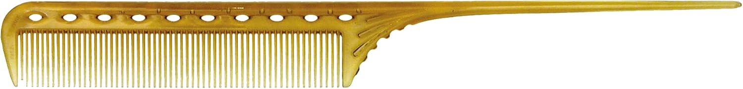 Y.S. PARK 101 Winding Tail Comb Camel front view professional salon hair sectioning tool