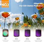 Magnetic filter set for DJI Osmo Pocket 3 in carrying case