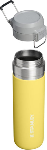 Yellow Stanley travel flask with double wall insulation for cold sports drinks