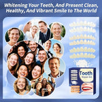 Before and after comparison of a smile fixed with temporary dental filling beads.