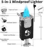 Goshentech triple-jet torch lighter with integrated V-cut cutter and travel case accessories