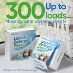 Eco friendly laundry detergent sheets being placed inside a washing machine drum