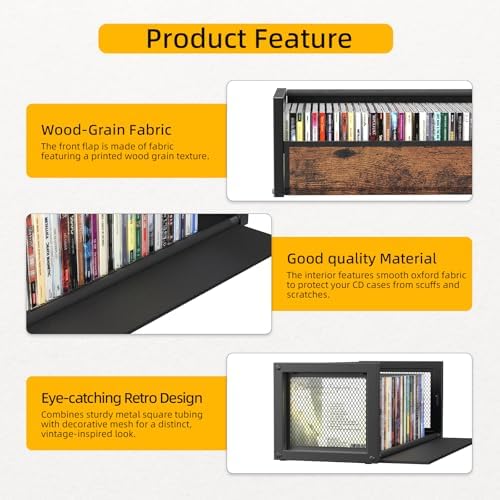 Papagiftree rustic brown stackable media storage shelf close up view