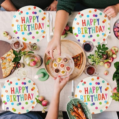 Set of 50 round paper plates for cake and salad