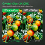 Smartphone app screen interface communicating with the VIVOSUN 2K smart camera