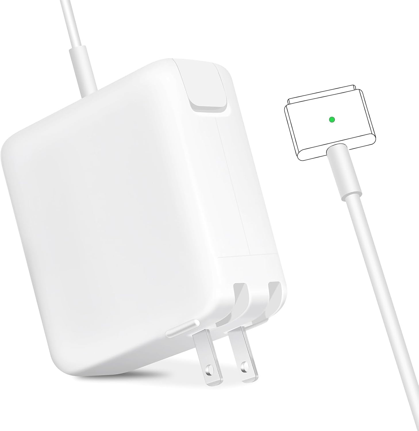 SiliconV MacBook Air charger replacement front view showing the forty-five Watt power adapter block.