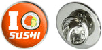 Graphics & More I Love Sushi lapel pin front view