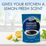Glisten cleaning powder inside a garbage disposal unit