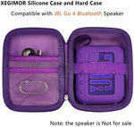 Purple protective hard travel shell open showing interior mesh cable pocket