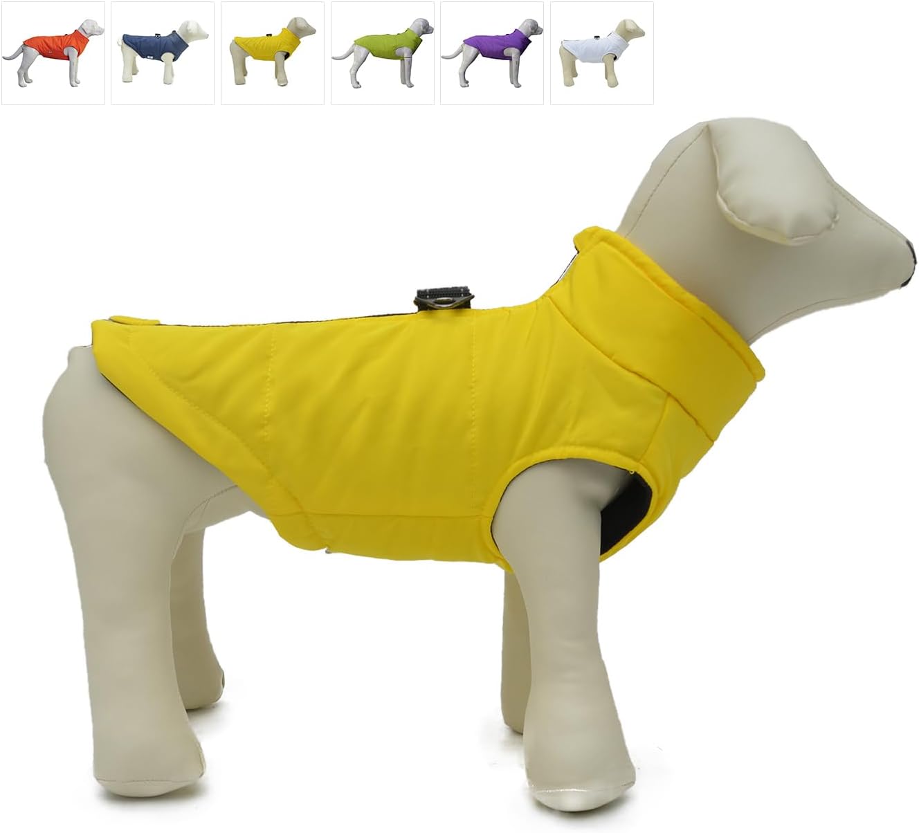 Lovelonglong winter vest front view yellow xs