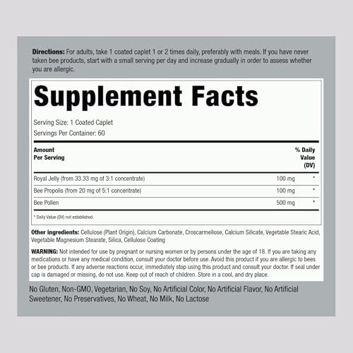 Piping Rock bee superfood complex dietary supplement label detailing ingredient facts