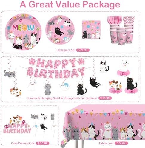 Yingoto cat party cupcake toppers and cake decorations