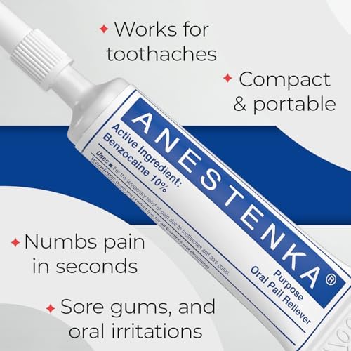 Two pack of Anestenka oral pain reliever showing portable containers for dental care