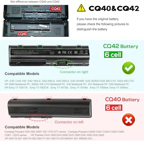 Fancy Buying 593553-001 lithium-ion notebook battery back view displaying specifications and warning labels