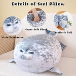 TOYSYM large seal cushion being used as a comfortable lumbar support backrest pillow on a sofa.