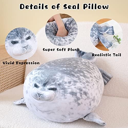 TOYSYM large seal cushion being used as a comfortable lumbar support backrest pillow on a sofa.