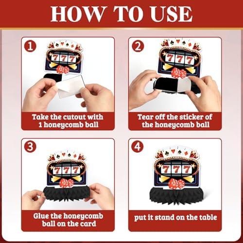 Assembled casino dice and slot machine table centerpiece decorations