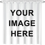 BLINGPAINTING Custom Photo Shower Curtain front view showcasing crisp personalized image print quality in a modern bathroom setup.